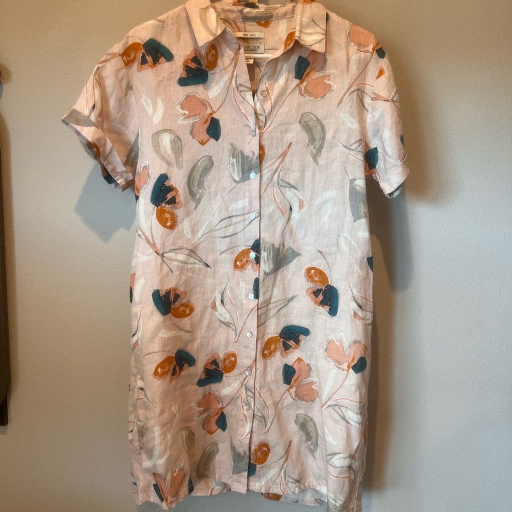 Rachel Zoe 100% Linen Button-Down Dress
